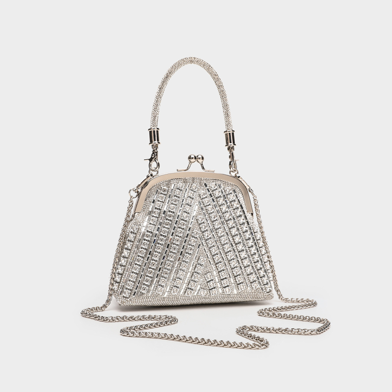 Akrilna ručna clutch torba, ovalnog oblika, bucket stil, zatvarač s kopčom, džep za telefon