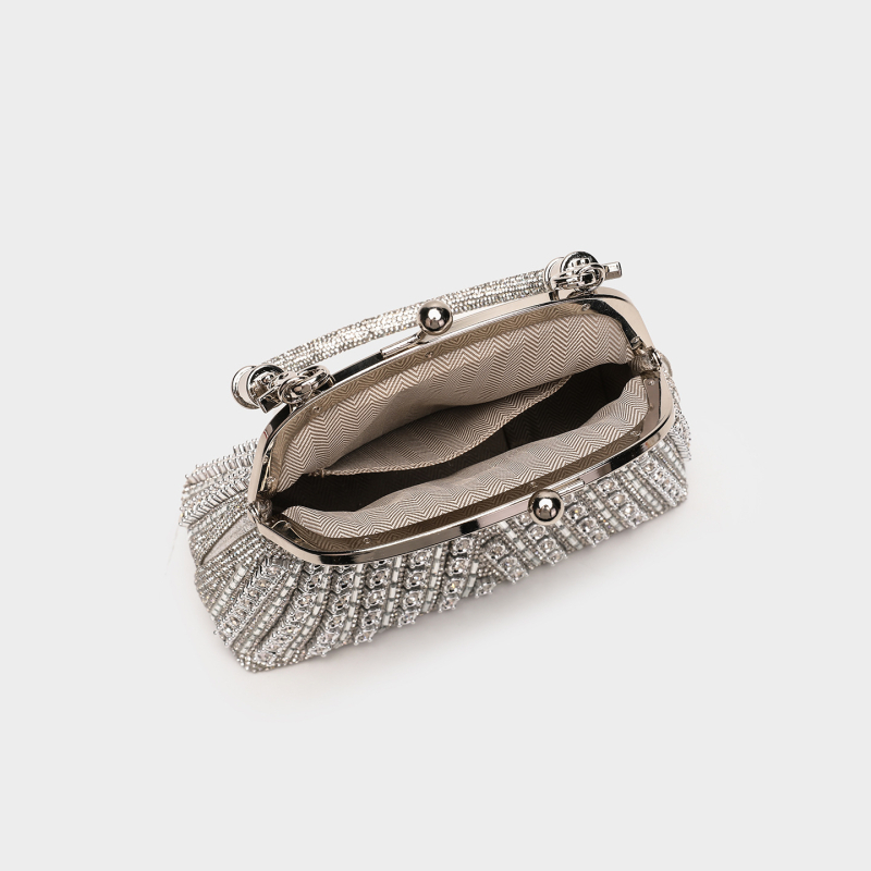 Akrilna ručna clutch torba, ovalnog oblika, bucket stil, zatvarač s kopčom, džep za telefon
