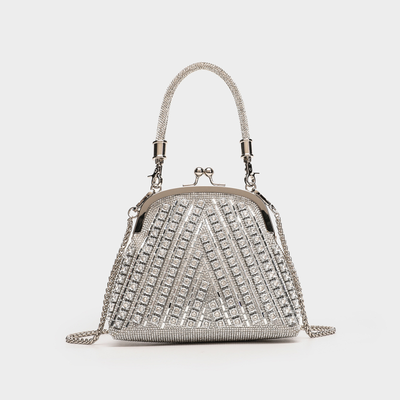 Akrilna ručna clutch torba, ovalnog oblika, bucket stil, zatvarač s kopčom, džep za telefon