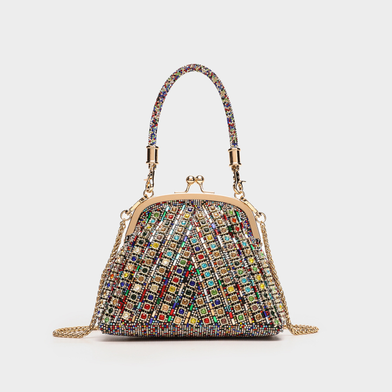 Akrilna ručna clutch torba, ovalnog oblika, bucket stil, zatvarač s kopčom, džep za telefon