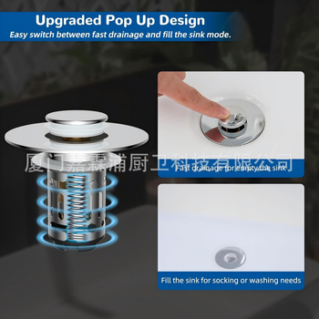 Push-button pop-up odvoda za umivaonik, nehrđajući čelik, Cupc certificiran, model Drain, prilagodba dostupna