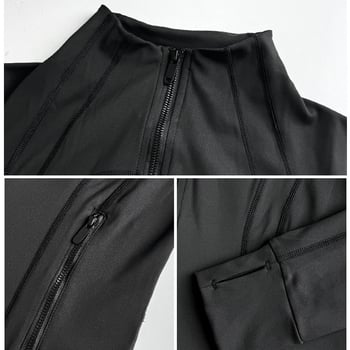 Ženski slim-fit jakna za jogu s UV zaštitom, poliester-spandeks materijal, zatvarač sa stojećim ovratnikom, dugi rukav, korejski stil