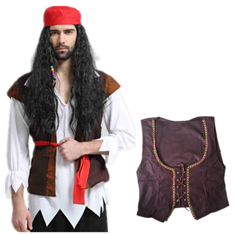 Unisex piratski kostim za Halloween, Pirates of the Caribbean — set s haljinom i prslukom, poliester tkanina, za cosplay u igrama/animacijama