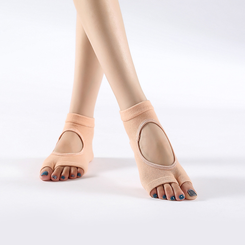 Čarape za jogu s podijeljenim prstima, protuklizne i upijaju znoj, od pamuka, jednobojni uzorak, kratke čarape za stopala, sportski stil