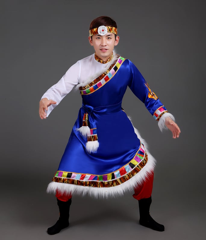 Tibetanski plesni kostim za scensko izvedbo, etnička odjeća, široka suknja, poliester 80–90%