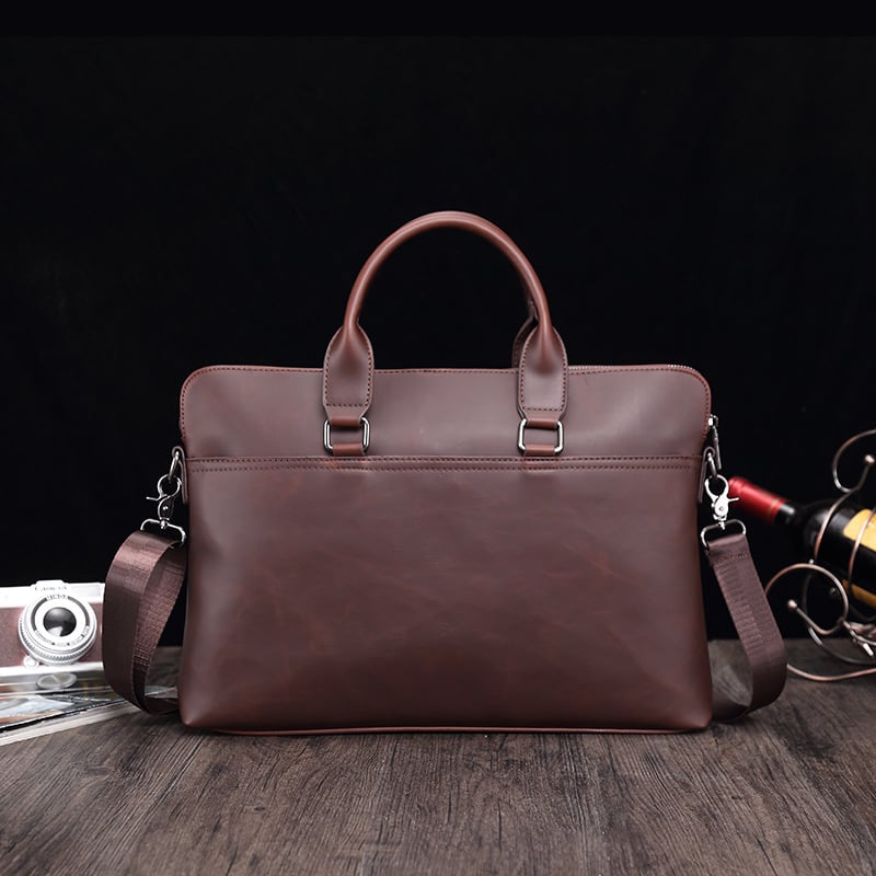 Muška torba za laptop od PU kože, casual/leisure stil, s jednom naramenicom, podstavljena poliester-pamuk podloga, unutarnji džepovi za laptop, džep sa zatvaračem, džep za telefon i ID