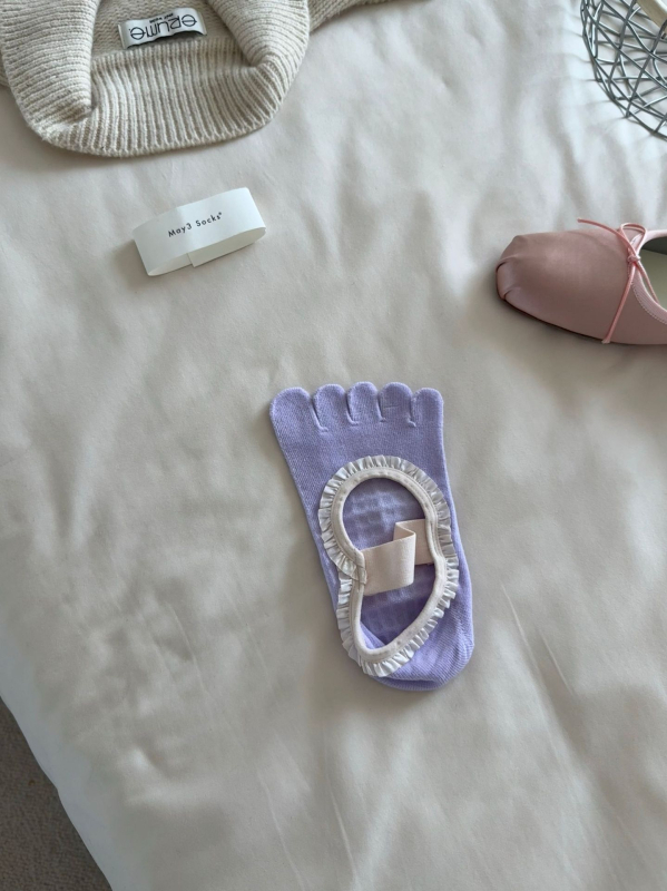Čarape s pet prstiju od pamuka za jogu i pilates, upijaju znoj, protiv trenja, do potkoljenice