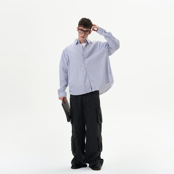 Prugasta košulja/bluza, opuštenog kroja, rever ovratnik, dugi rukavi, poliester 96%+