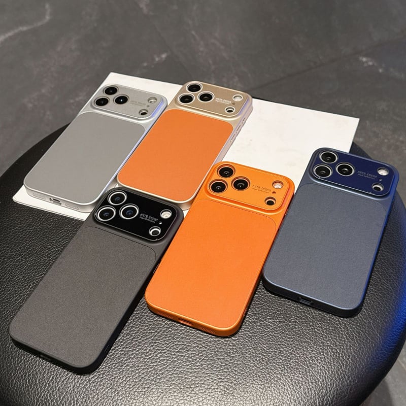 Maska od umjetne kože s velikim prozorom za iPhone 15-17 seriju, otpornost na padove, odvod topline, otporna na otiske prstiju
