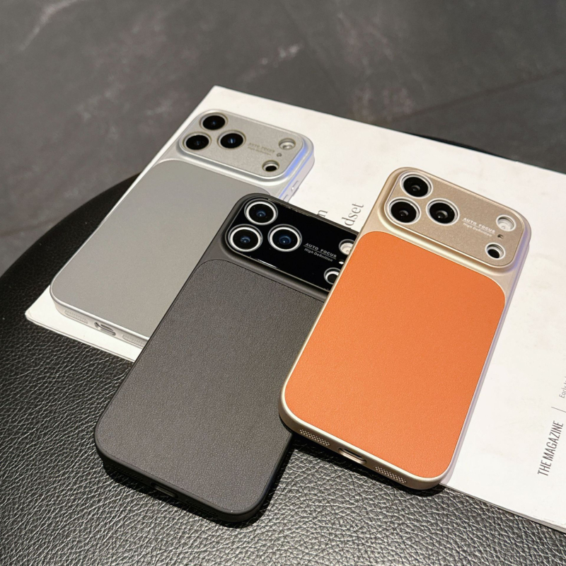 Maska od umjetne kože s velikim prozorom za iPhone 15-17 seriju, otpornost na padove, odvod topline, otporna na otiske prstiju