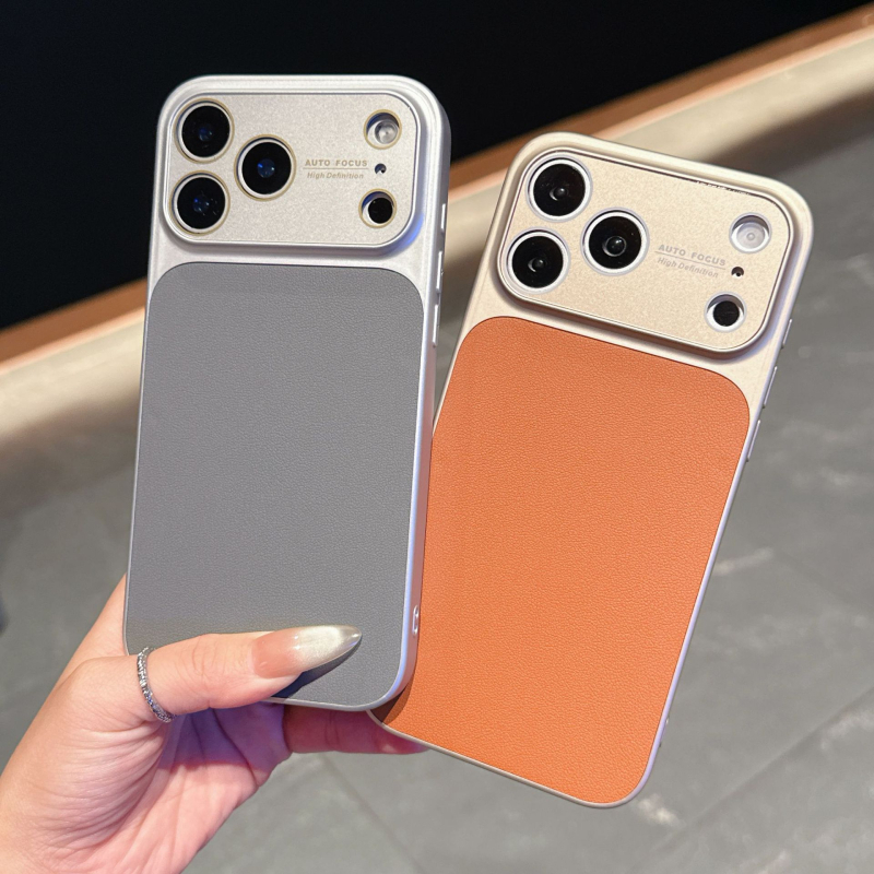 Maska od umjetne kože s velikim prozorom za iPhone 15-17 seriju, otpornost na padove, odvod topline, otporna na otiske prstiju
