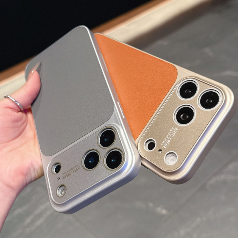 Maska od umjetne kože s velikim prozorom za iPhone 15-17 seriju, otpornost na padove, odvod topline, otporna na otiske prstiju