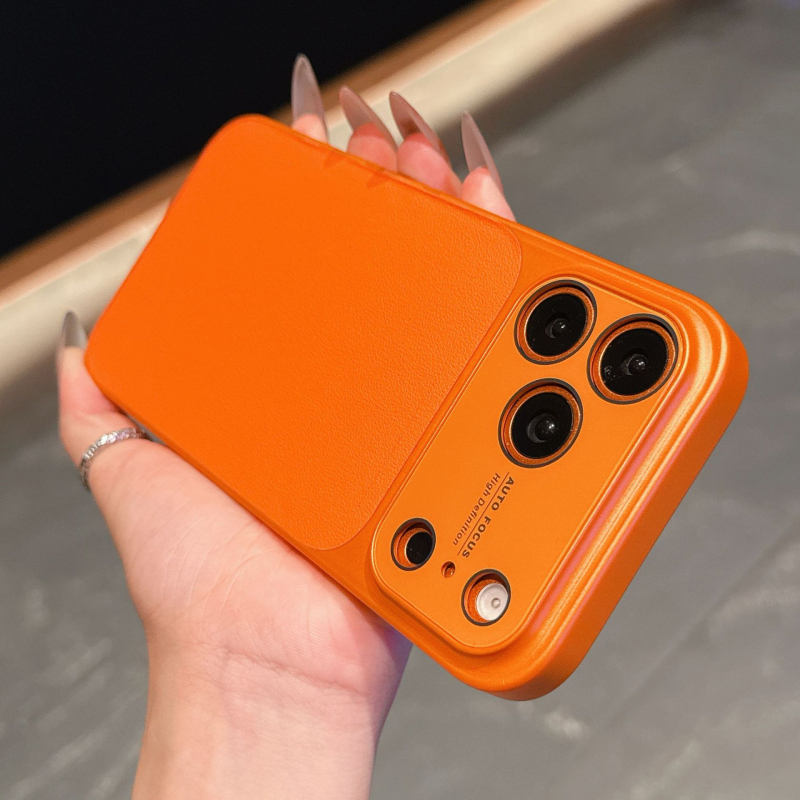 Maska od umjetne kože s velikim prozorom za iPhone 15-17 seriju, otpornost na padove, odvod topline, otporna na otiske prstiju