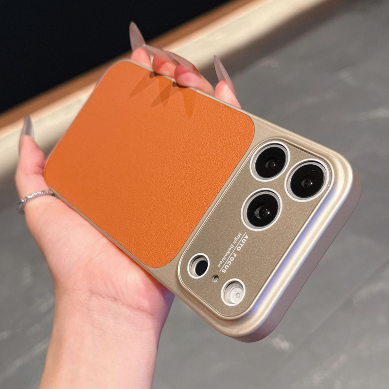 Maska od umjetne kože s velikim prozorom za iPhone 15-17 seriju, otpornost na padove, odvod topline, otporna na otiske prstiju