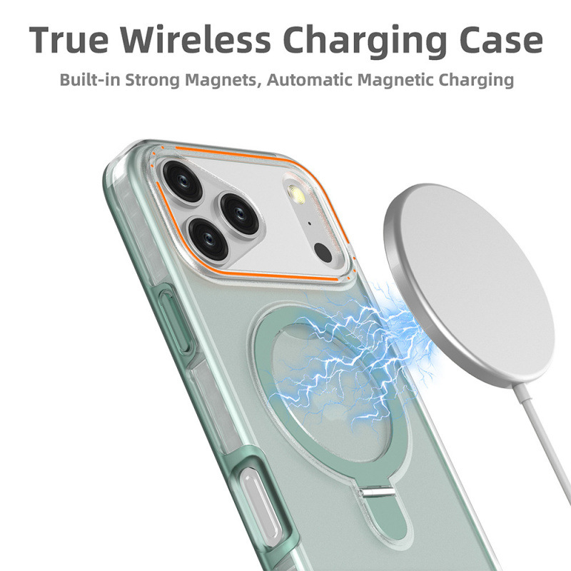 Magnetska prozirna futrola za iPhone 17 Pro Max s 2-u-1 bežičnom punjaču, zaštita od padova, odvod topline