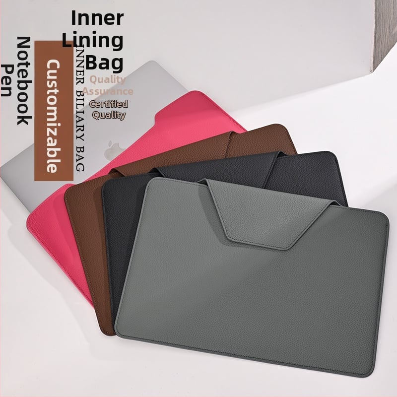 Husă pentru laptop din piele genuină, închidere magnetică, interior din piele de prim strat și căptușeală din piele, pentru călătorii de afaceri