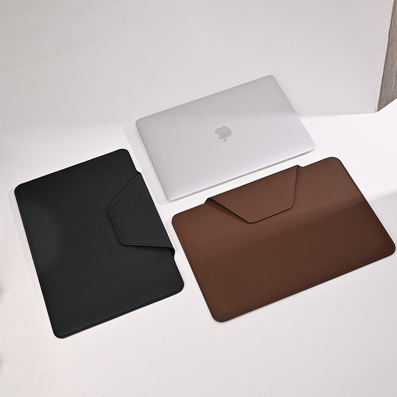 Husă pentru laptop din piele genuină, închidere magnetică, interior din piele de prim strat și căptușeală din piele, pentru călătorii de afaceri