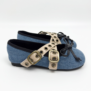 Mary Jane cipele za djevojčice, prozračne denim gornji dio, zatvaranje Velcro, niski vrh, TPR đon