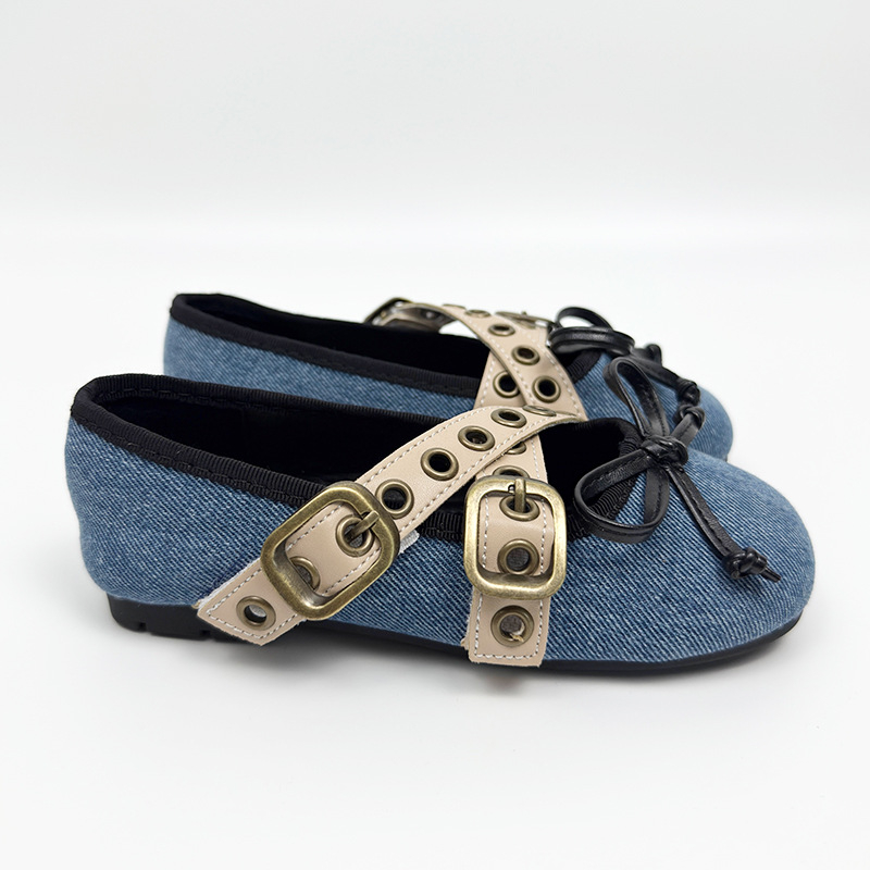 Mary Jane cipele za djevojčice, prozračne denim gornji dio, zatvaranje Velcro, niski vrh, TPR đon