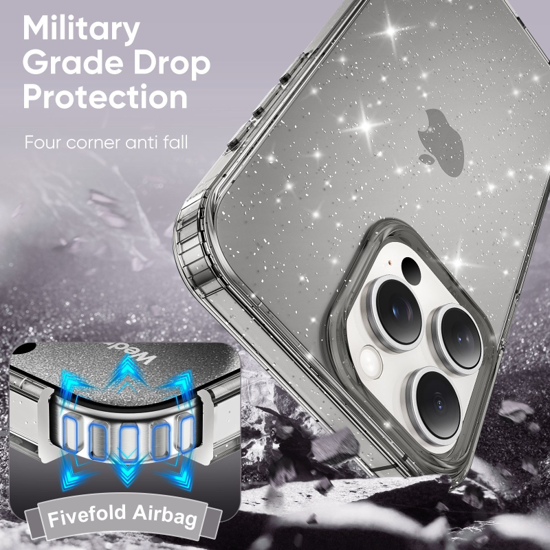Futrola Glitter za iPhone 17 Pro Max Starry Sky BlingBling — Materijal: TPE, Otporan na udarce, Otporan na ogrebotine, Otporan na padanje, Prilagodljiva