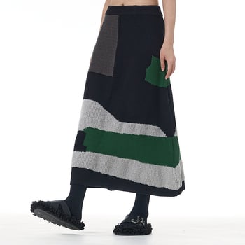 Плетена пола с A-форма, вискозно влакно, есен 2025, средна дължина, инспирирана от корейски стил