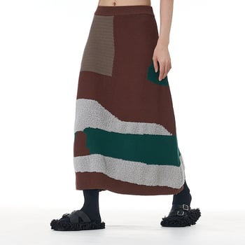 Плетена пола с A-форма, вискозно влакно, есен 2025, средна дължина, инспирирана от корейски стил