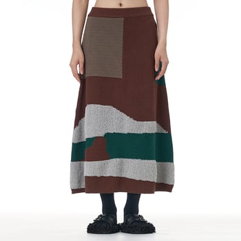 Плетена пола с A-форма, вискозно влакно, есен 2025, средна дължина, инспирирана от корейски стил