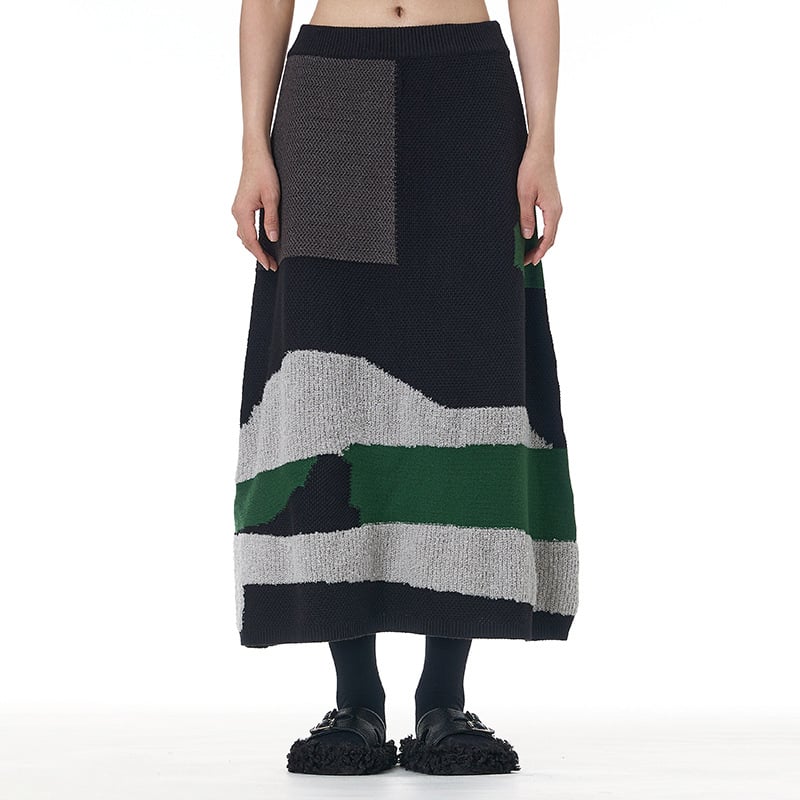 Плетена пола с A-форма, вискозно влакно, есен 2025, средна дължина, инспирирана от корейски стил