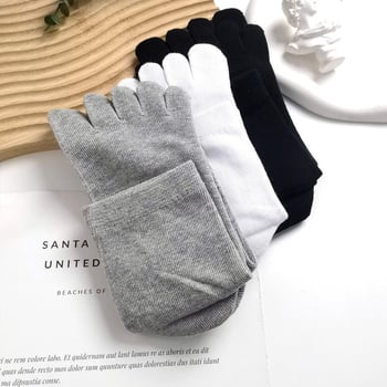Čarape s pet prstiju, srednje dužine, pamuk, prozračne, upijaju znoj, anti-trenje, jednobojne, unisex, 70–80% pamuk