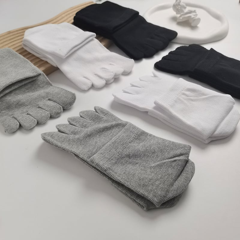 Čarape s pet prstiju, srednje dužine, pamuk, prozračne, upijaju znoj, anti-trenje, jednobojne, unisex, 70–80% pamuk