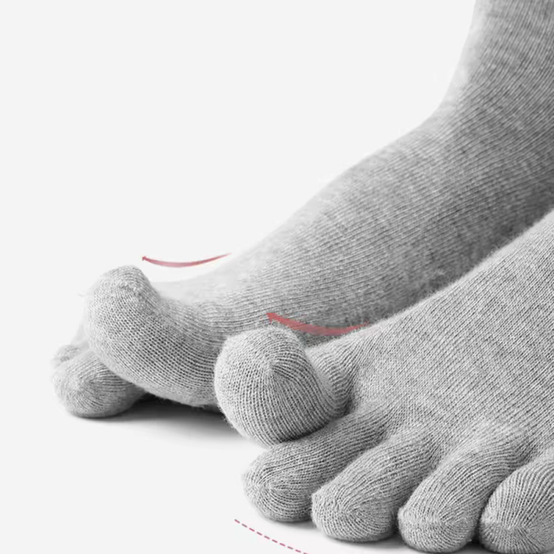 Čarape s pet prstiju, srednje dužine, pamuk, prozračne, upijaju znoj, anti-trenje, jednobojne, unisex, 70–80% pamuk