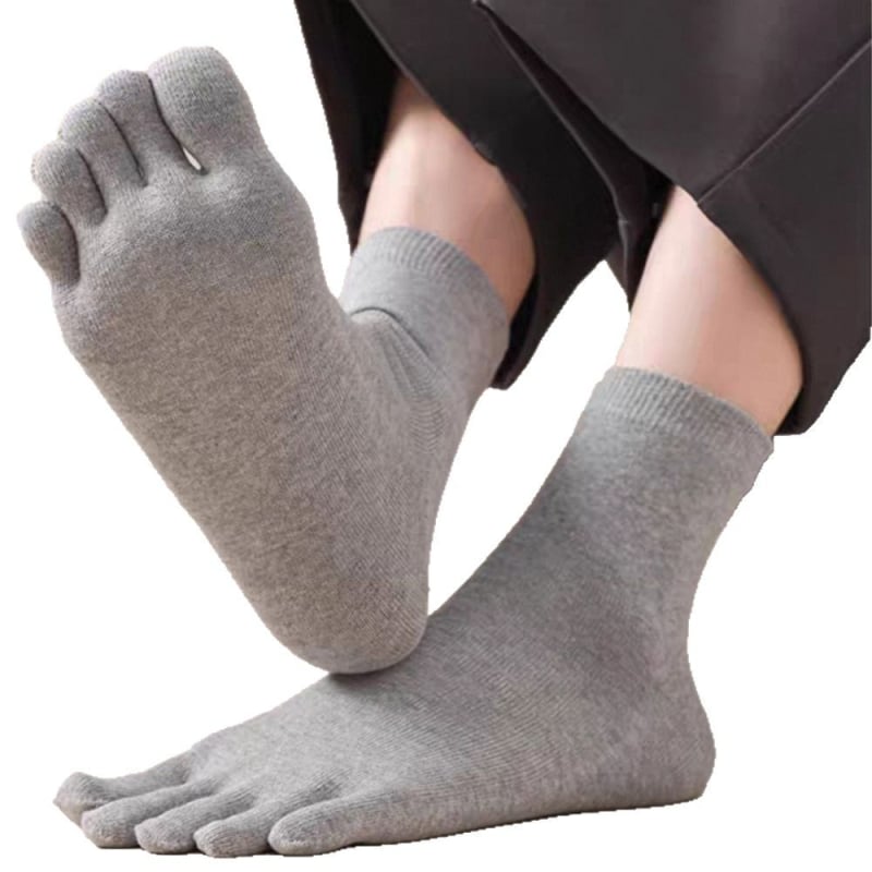 Čarape s pet prstiju, srednje dužine, pamuk, prozračne, upijaju znoj, anti-trenje, jednobojne, unisex, 70–80% pamuk