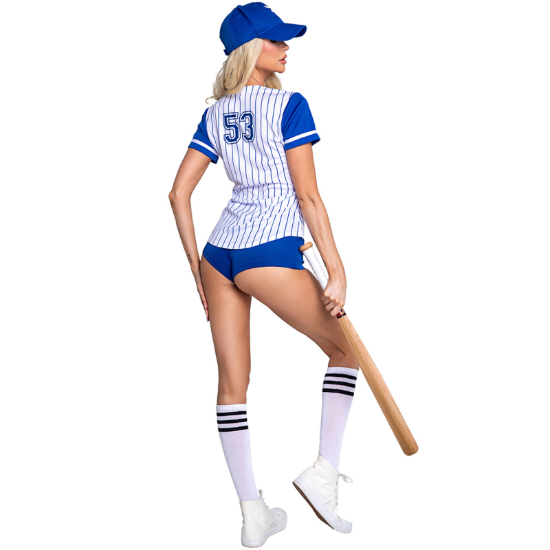 Ženska prugasta baseball uniforma – poliestersko-elastanska mješavina (90-95%), cosplay/cheerleader stil, proljeće 2025