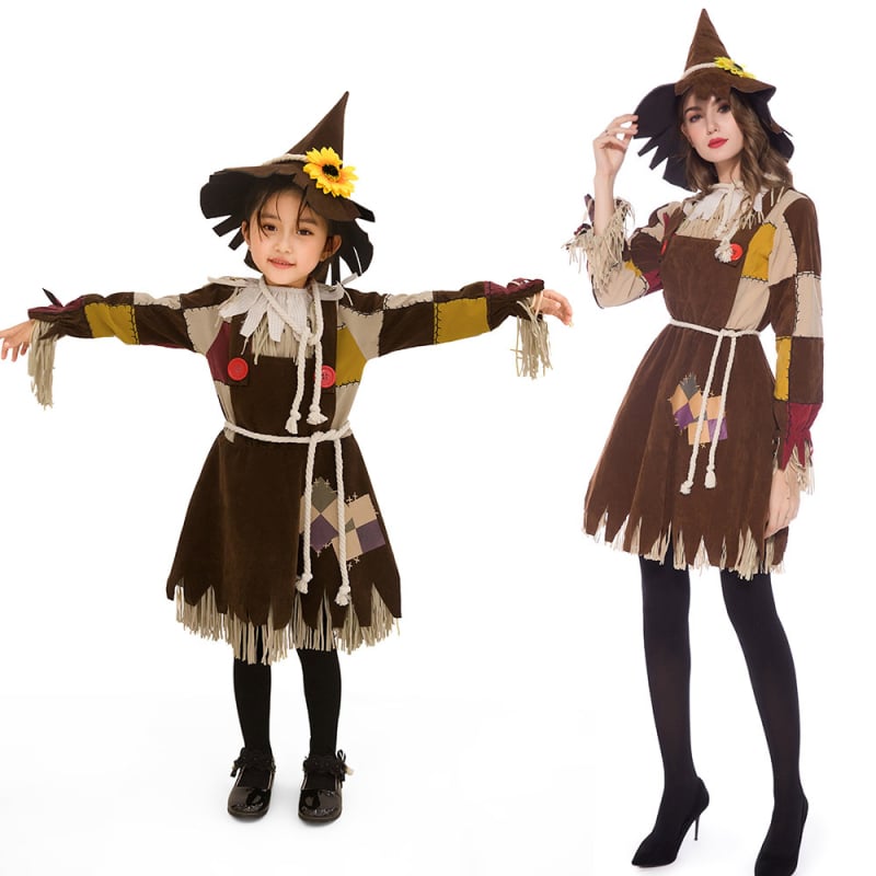Odrasli Halloween cosplay kostim: Wizard of Oz Scarecrow, set roditelj-dijete, krzno i poliester za kazališne predstave