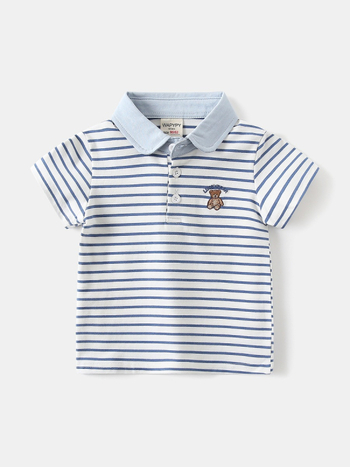 Tricou polo unisex pentru copii, amestec din bumbac 95% / elastan 5%, model cartoon, stil versatil, vara 2026