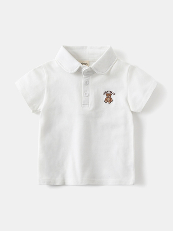 Tricou polo unisex pentru copii, amestec din bumbac 95% / elastan 5%, model cartoon, stil versatil, vara 2026