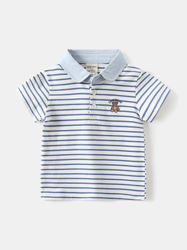 Tricou polo unisex pentru copii, amestec din bumbac 95% / elastan 5%, model cartoon, stil versatil, vara 2026