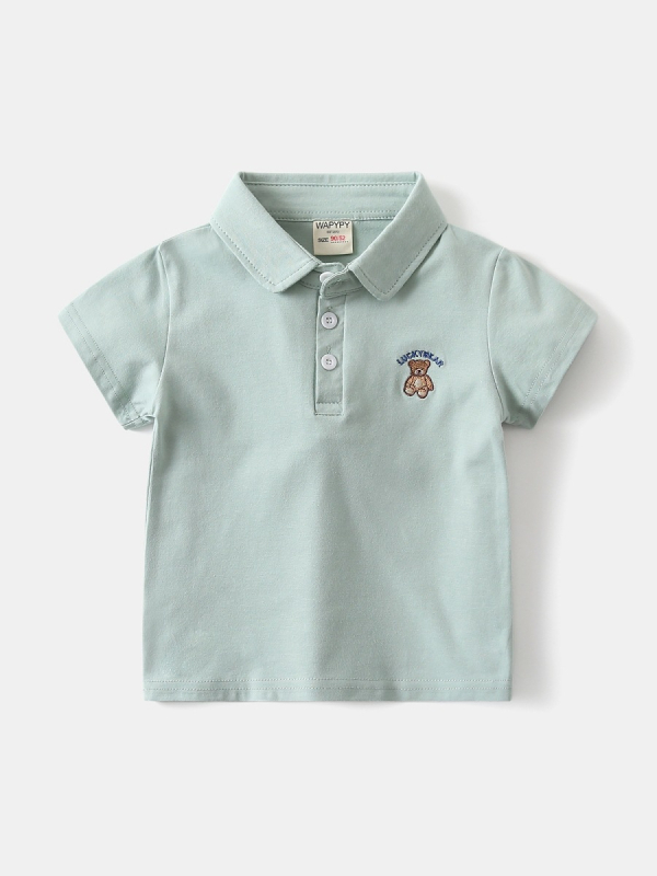 Tricou polo unisex pentru copii, amestec din bumbac 95% / elastan 5%, model cartoon, stil versatil, vara 2026