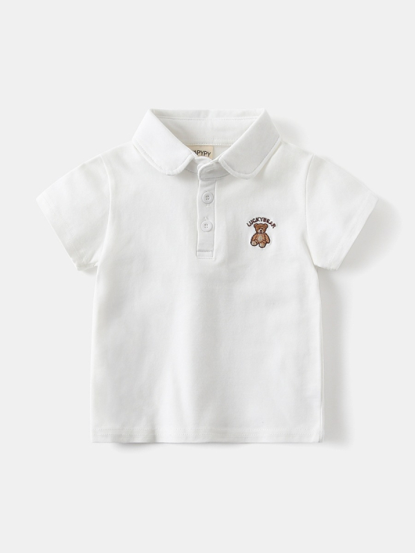 Tricou polo unisex pentru copii, amestec din bumbac 95% / elastan 5%, model cartoon, stil versatil, vara 2026