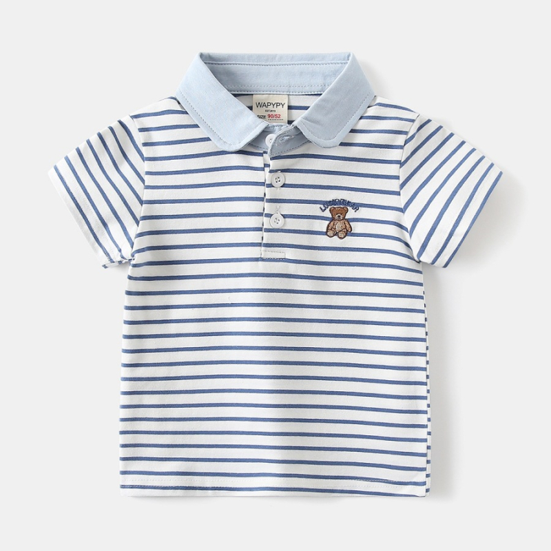 Tricou polo unisex pentru copii, amestec din bumbac 95% / elastan 5%, model cartoon, stil versatil, vara 2026