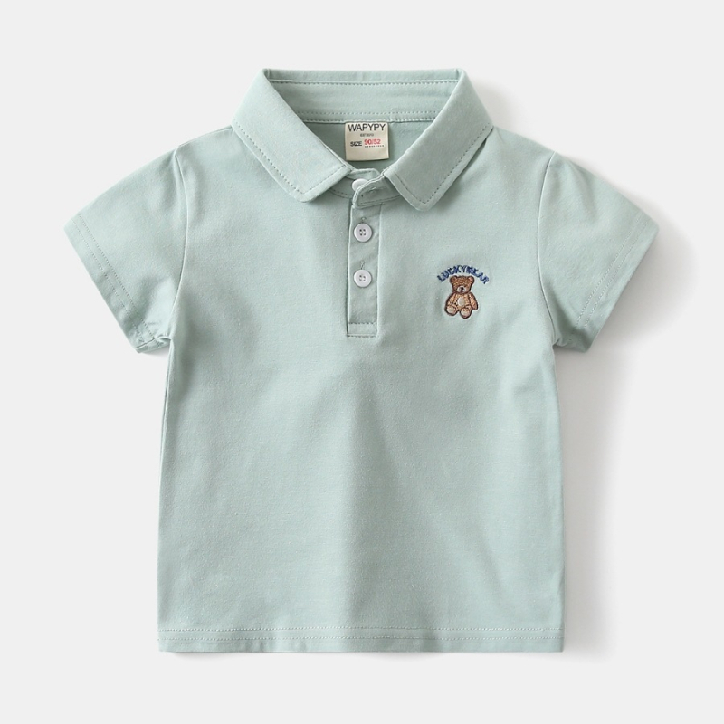 Tricou polo unisex pentru copii, amestec din bumbac 95% / elastan 5%, model cartoon, stil versatil, vara 2026