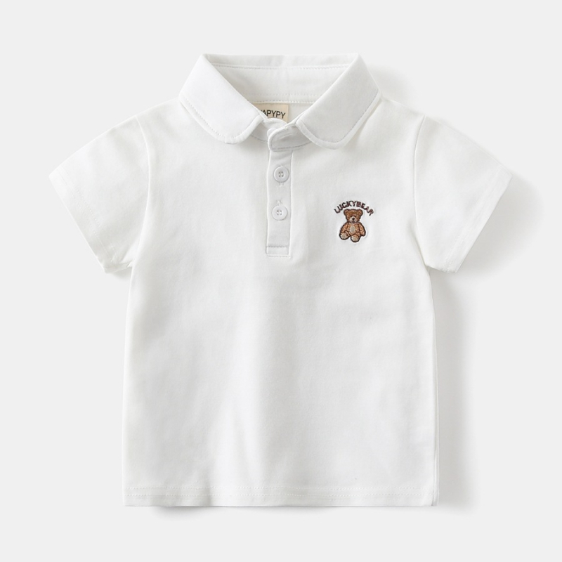 Tricou polo unisex pentru copii, amestec din bumbac 95% / elastan 5%, model cartoon, stil versatil, vara 2026