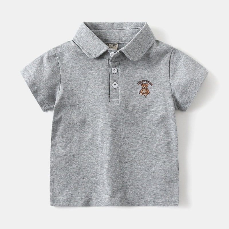 Tricou polo unisex pentru copii, amestec din bumbac 95% / elastan 5%, model cartoon, stil versatil, vara 2026
