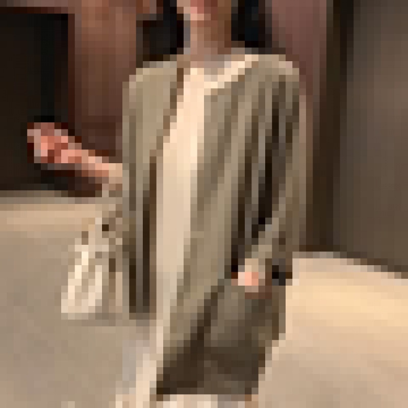Top cardigan pentru femei, stil japonez și coreean, material bumbac și in cu conținut de cânepă 30-50%, croială Slim-Fit, mâneci 3/4