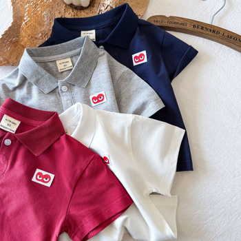 Tricou polo pentru copii, bumbac, vară 2025, unisex, pentru copii 3–8 ani