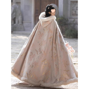 Hanfu izvezeni debeli kapuljačasti mantil, unisex, jednobojna tkanina, 1010430075, proljeće 2025