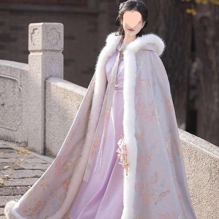 Hanfu izvezeni debeli kapuljačasti mantil, unisex, jednobojna tkanina, 1010430075, proljeće 2025