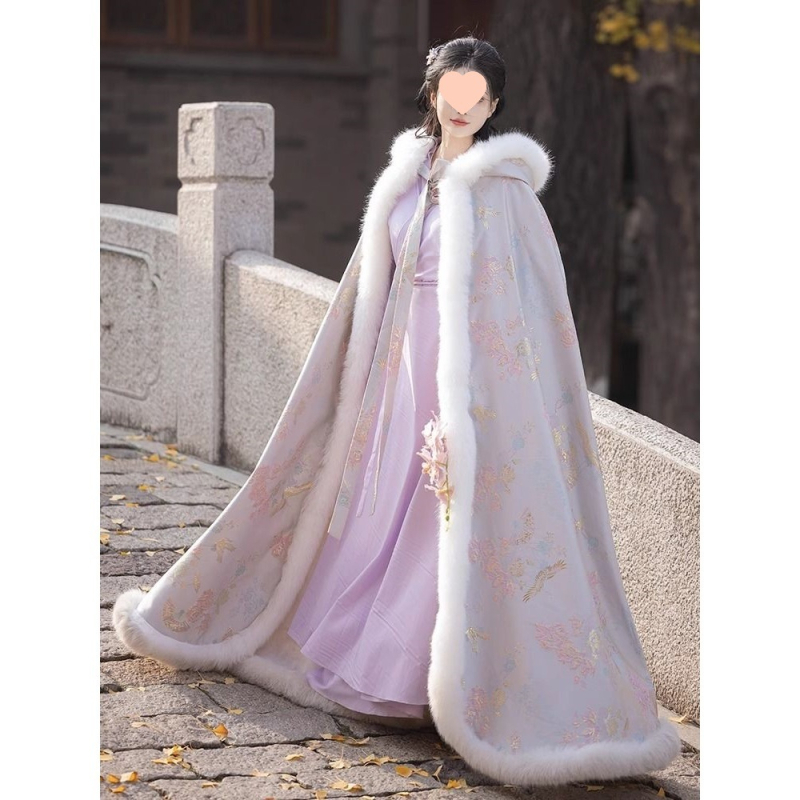 Hanfu izvezeni debeli kapuljačasti mantil, unisex, jednobojna tkanina, 1010430075, proljeće 2025