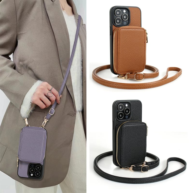 KACONE púzdro na iPhone s podstavcom — proti nárazu, proti otlačkom prstov, proti pádu, proti opotrebeniu, imitovaná koža, CNC spracovanie, pre radu iPhone 11–14