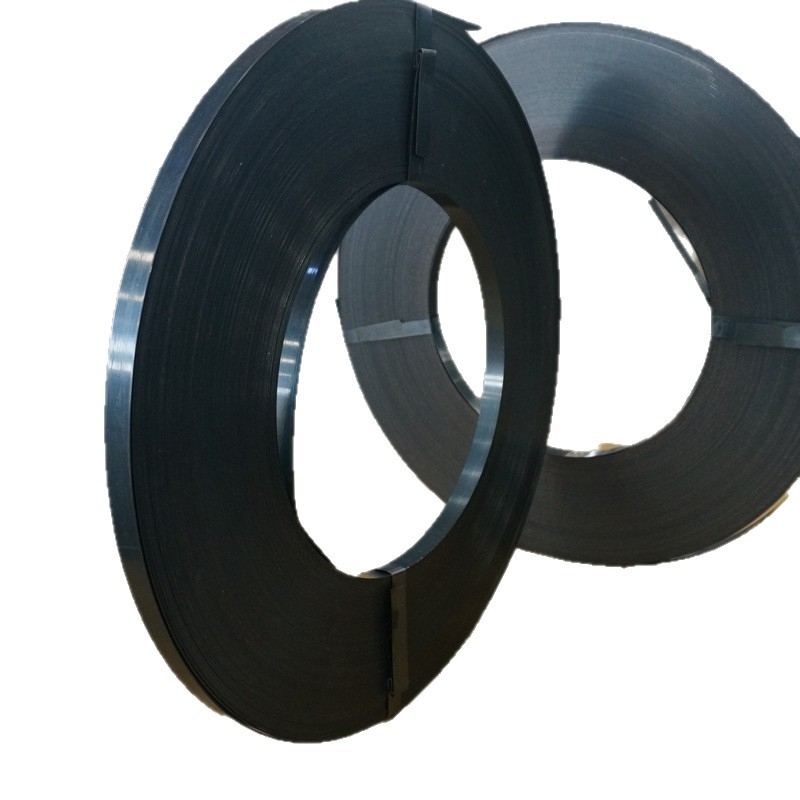 Acél csomagoló szalag, anyag Q195/Q235, vastagság 0,36–1,0 mm, húzószilárdság 600–750 MPa, tekercs átmérője 40 mm